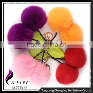 CX-R-56 Promotion Price Genuine Rabbit Fur Custom Keychain Charm Bag thumbnail-2