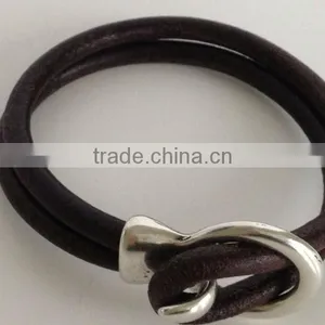 Double Wrap Leather Bracelet, Leather Bangle for Girls and Boys, Unisex Leather Bracelet thumbnail-1