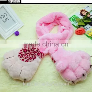 2016 Winter New Design Cute Woman Rex Rabbit Fur Scarf and Gloves One Piece Scarves thumbnail-1