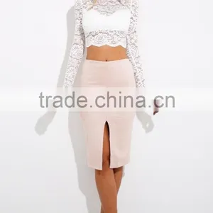 Wholesale Clothing Manufacturers Elegant Long Sleeve Lace Crop Top,sexy Transparent Summer Lace Top 2015 thumbnail-4
