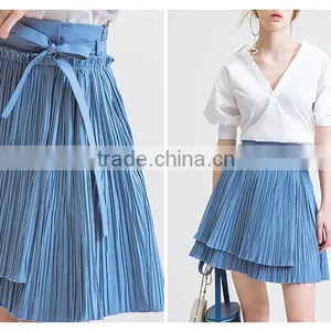 2016 Latest Fashion Mini Skirts Oem Chiffon Women Pleated Skirt for Wholesale thumbnail-2
