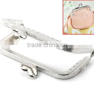 2PCs Silver Tone Heart Purse Bag Metal Frame Kiss Clasp Lock 8x6cm(3 1/8"x2 3/8"),8seasons thumbnail-1
