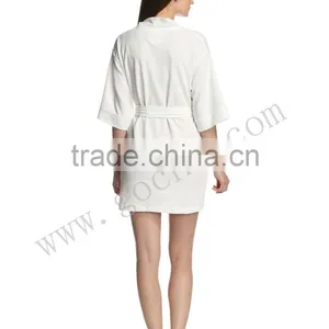 Waffle Pique Women Kimono Collar Breathable Spa Bathrobe thumbnail-4