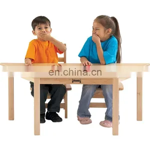 Wooden Preschool Furniture Children Art Study Wooden Table and Chair thumbnail-2