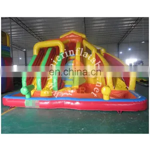 Aier Hot Sale Water Slide, Inflatable 3 Slide With Big Pool, Top Rent Inflatable Slide thumbnail-1