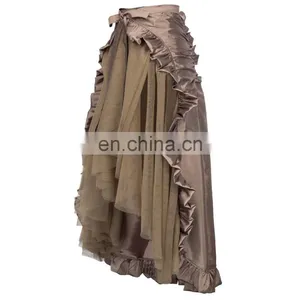Belle Poque Steampunk Retro Victorian Beaver Punk Cincher Lace up Long Ruffle Open Pencil Skirt BP000206-2 thumbnail-3