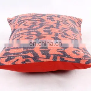 Cotton Cushion Cover Bohemian Kantha Work Floral Brown Tie Die Home Decor Pillow Case thumbnail-3