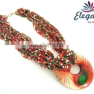 Wholesale Indo Western Jewelry-party Wear Jewelry-handmade Beaded Jewelry -peacock Print Set thumbnail-1