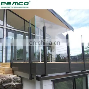 Stainless Steel Black Slotted Pipe Glass Railing Baluster Balcony Stainless Steel Glass Balustrade thumbnail-6