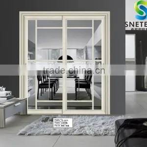 Ivory Frames Tempered Glass With Curves for Partition Sliding Doors thumbnail-1
