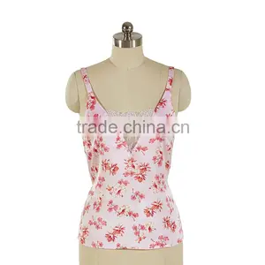 100% Poly Woven Ladies Print Camisole With Lace thumbnail-1