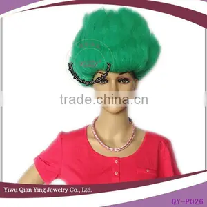 Bright Green Color Big Troll Party Hair Wig Wholesale thumbnail-1