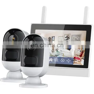 2/4CH Mini Smart Wireless Ip Network Security Home Surveillance CCTV Battery Camera System 3MP WiFi 7 Inch LCD Monitor Nvr Kit thumbnail-1