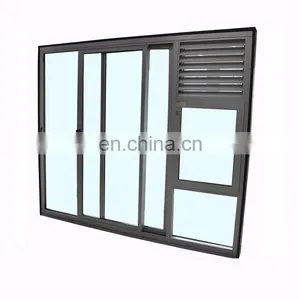 Professional Manufacturer Prefabricated Pivot Shed Door Storefront Alloy Frame Screen Glass Aluminum Sliding Door With Lattice thumbnail-1
