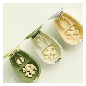 Custom Logo Portable Mini Pill Box Small Travel Vitamin Case With Daily Organizer Multi-Tablet Split Cutter Made Durable Plastic thumbnail-2