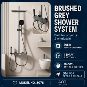 Modern Aluminum Shower Set With Rainfall Top Shower Handheld Shower Spout and Sprayer for Hotel Apartment Bathroom Projects thumbnail-1