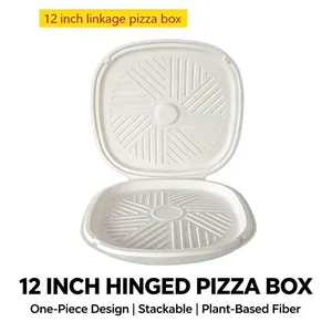 Eco-Friendly 2mm Thick Paper Pulp Bagasse Pizza Box With Oil-Resistant Coating for Takeaway Packaging thumbnail-3