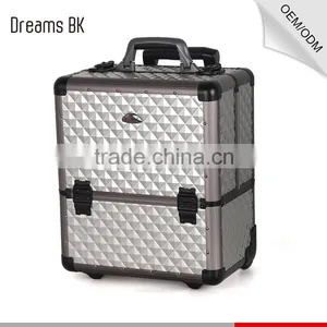 2016 High Quality Aluminum Trolley Make up Case Beauty Display Case With Rolling Wheels thumbnail-2