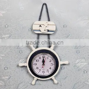 Mediterranean Style Rudder Shape Wooden Wall Clock thumbnail-1
