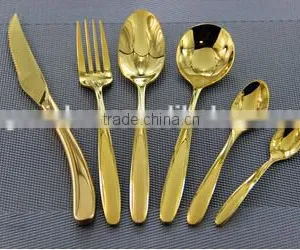 New Design Hand Polish 6 Pcs Stainless Steel Cutlery Set Gold Color thumbnail-1