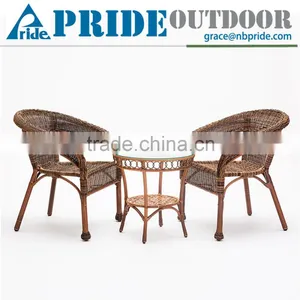 Outdoor Leisure Balcony Metal Coffee Table Rattan Dining Chair Rattan Cane Furniture thumbnail-1