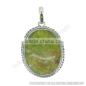 AAA Green Penny Opal Oval Pendant,handmade Pendants Wholesalesterling Silver Pendant Designs thumbnail-1
