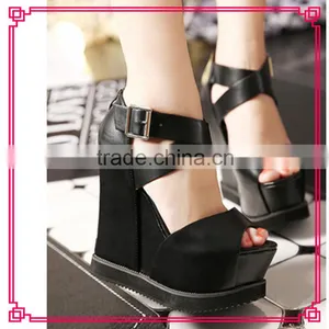 Nude Women 2015new Model Ladies Fancy Girls Wedge Sandals thumbnail-1