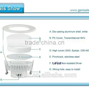 AC100-240V High Quality Non-isloated Driver 3.5inch 5W Led Ceiling Downlights thumbnail-6
