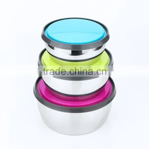 Stainless Steel Metal Rice Mixing Bowl With Silicone Lid thumbnail-1