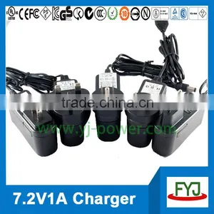 Lifepo4 Battery Charger 7.2v 1000ma au us uk eu Wall Charger for Lifepo4 Battery YJP-072100 CE-EMC CE-LVD RoHS thumbnail-1