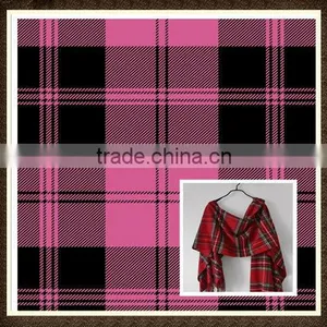 Hot Selling Black and Red Grid Printed Taffeta Fabric for Scarves thumbnail-1