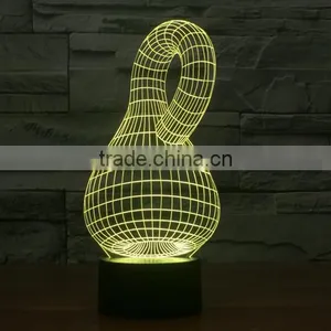 Calabash Shape 3d Optical Illusion Acrylic Led Night Light Lamp Touch Control + Battery Operated Christmas Led Lights thumbnail-4