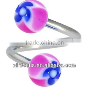 Blue FUNKY FLOWER Spiral Twister Belly Ring&body Jewelry Navel Ring&SBR Rings thumbnail-1
