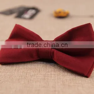Cotton Solid Red Black Pre-Tied Bow Tie thumbnail-3