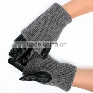 Women Opera Long Leather&wool Winter Warm Driving Gloves thumbnail-1