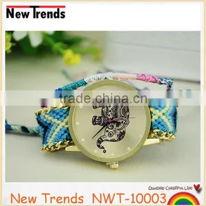 2015 Fashion Knitted Handmade Elephant Bracelet Watch With Multi-color Strap thumbnail-2