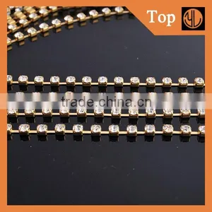Bright Rhinestone Chain Trim Brass Cup Chain for Garment Accesories thumbnail-1