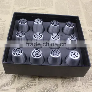 12pcs Set Cake Decorating Nozzles Russian Piping Icing Tips With Couple Baking & Pastry Tools thumbnail-2