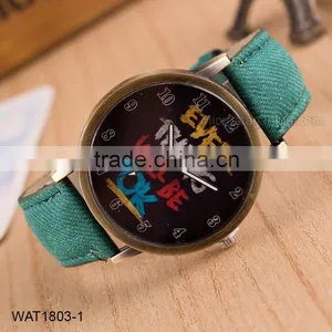 New Handmade Dial Denim Canvas Strap Wrist Watch thumbnail-2