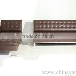 Living Room Furniture Florence Knoll Brown Leather Corner Sofa thumbnail-5