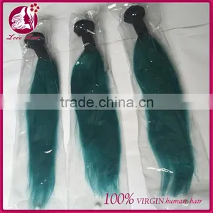 Beautiful Ombre Hair #1B Teal Straight Unprocessed Virgin Human Brazilian Hair Bundles thumbnail-6