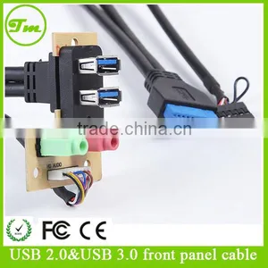 USB3.0 Cable Elbow+usb 2.0 Female+audio Cable+PCB13133 Panel Mount Cable thumbnail-1