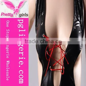 Black Cheap Adult Plus Size Sexy Leather Catsuit thumbnail-2