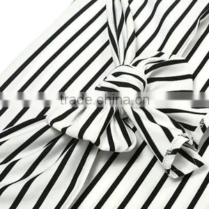 Stylish Ladies Women Sexy High Waist Striped Stretch Bodycon Package Hip Knee Length Skirt thumbnail-5