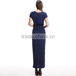 Plain Style Slim Fit Elegant Shortsleeve Long Evening Dress thumbnail-3