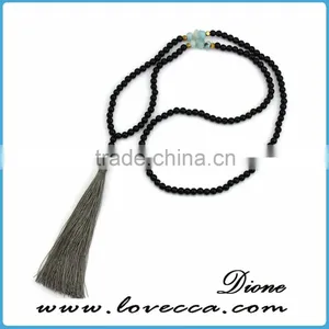 Charms Antique Wooden Beads Tassel Necklace for Lady thumbnail-3