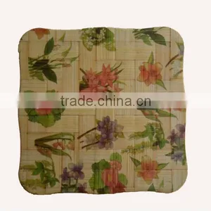 Lovely Bamboo Color Wave Square Wood Coffee Cup Heatting Tea Trivet Mat Set - Ruby@smxingyuan.com thumbnail-1