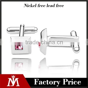 Fashionable Metal Copper Silver Square Cufflinks Diamond Cuff Link Shirts for Men thumbnail-1