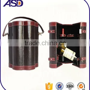 New Design High Quality Cheap Plum PU Leather Folding Wine Box for 6 Bottles Gift Boxes thumbnail-1