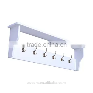 HomCom White 42" 6 Hook Hanging Entryway Shelf Wall Shelf With Hooks thumbnail-4